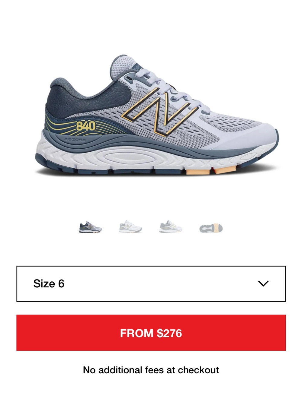 New Balance 840v5 Athletic Shoe in Light Gray, Navy & Yellow for Women’s - Picture 2 of 6